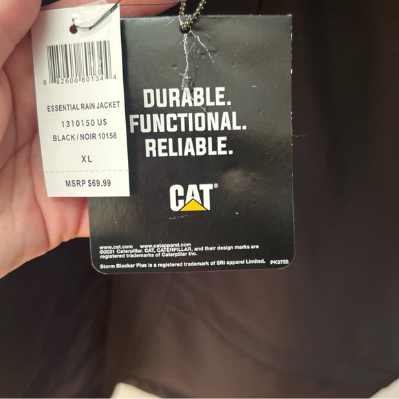 NWT XL Caterpillar Jacket Mens CAT Waterproof  Essential Rain Jacket 1310150 - Picture 7 of 16
